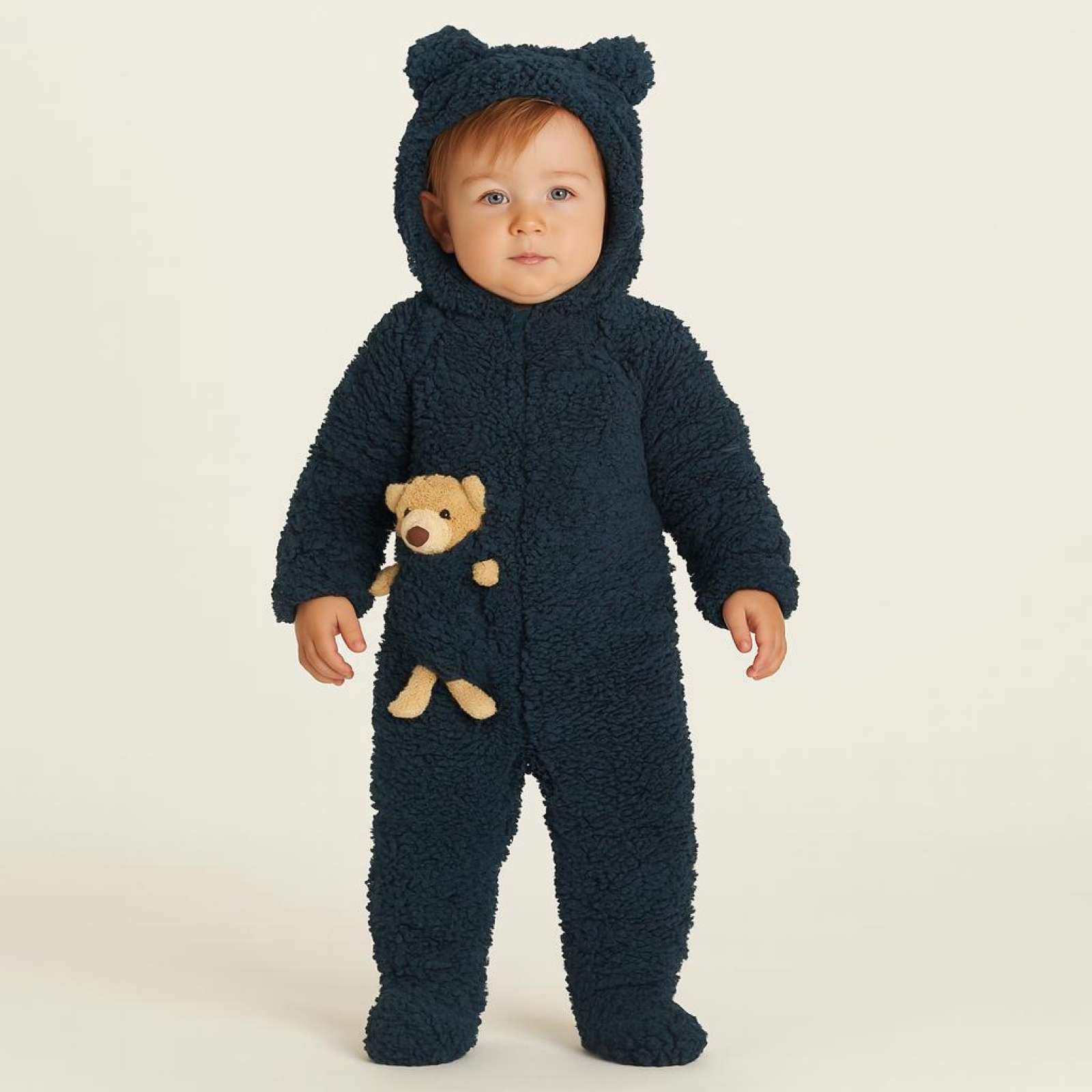 Pellush per bebe me kapuc dhe me loder arushi blu