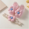 Set corape dhe kordele koke me punim tantelle roze dhe bezhe - Figura 2