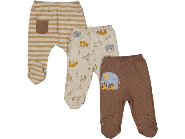 Set per bebe me 3 pale tuta unisex dizajn me figura kafshesh