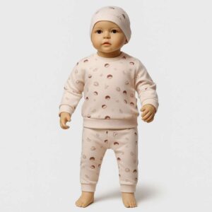 Kostum me 3 pjese bezhe me figure kokosi