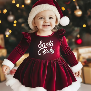 Fustan festiv velvet Santa Baby me kapuc velvet 03 3 6 6-12 18-24 Vishnje.png