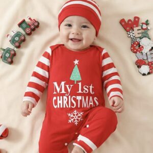 Tutine My First Christmas me krahe dhe kapuc me viza te bardha