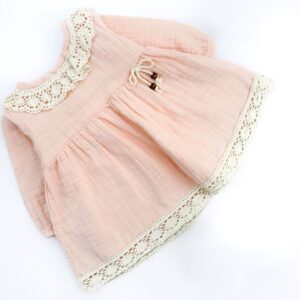 Fustan me punim tantelle roze e embel