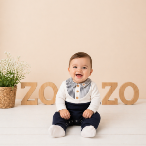 Set romper me jake dhe kapuc per djem bardhe me blu